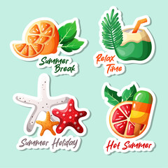 vector summer theme sticker collection