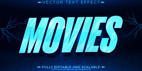 Movies text effect, editable metallic and shiny text style