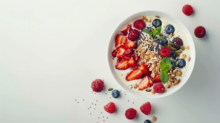 Minimalist Smoothie Bowl with Fresh Fruits and Granola