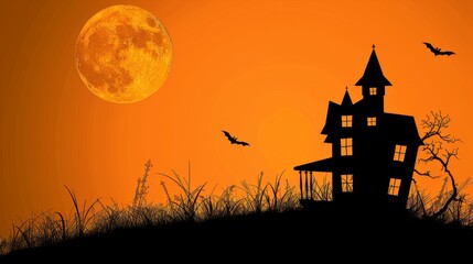 Obraz premium Haunted House Halloween Scene Generative AI