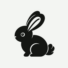 Elegant Minimalist Monochrome Bunny Illustration