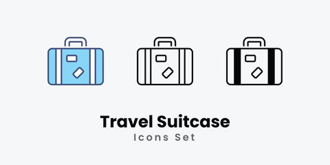 Travel Suitcase icons vector set stock illustration