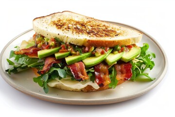 Scrumptious Bacon, Lettuce, and Salsa Sandwich with Creamy Mayonnaise and Peppery Arugula