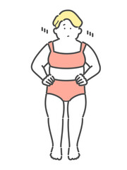 体型に悩む女性　イラスト　ダイエット
