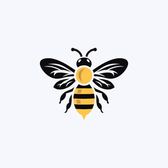 Cute cartoon bee Vector illustration on white background.