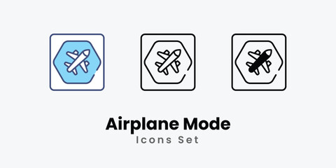 Airplane Mode icons vector set stock illustration