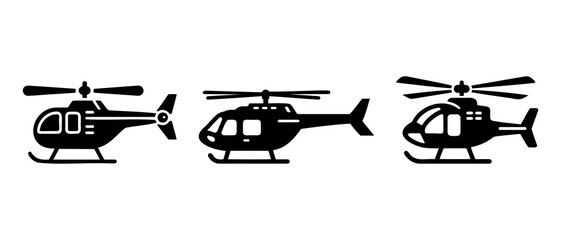 Transport vehicle helicopter side view silhouette black filled vector Illustration icon © iamabduss