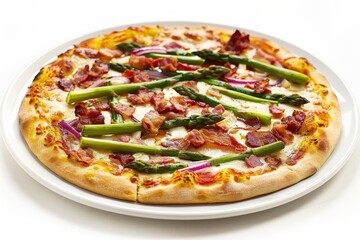 Homemade Bacon and Asparagus Pizza with Fresh Ingredients