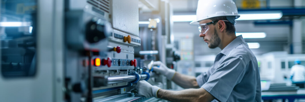 An injection molding machine churning out plastic components, with a technician monitoring the gauges and controls
