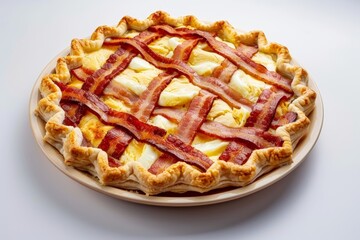 Bacon Lattice Breakfast Pie: Flaky Puff Pastry with Spicy Bacon and Creamy Cheese