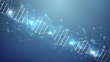 Scientific molecule background for medicine, science, technology, chemistry. DNA digital, sequence, code structure. Science concept and nano technology background. Polygon vector wireframe concept