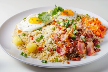 Savory Bacon Fried Rice with Garlic and Ginger