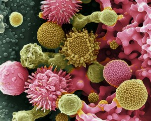 Detailed observation of microorganisms under a powerful microscope for precise analysis