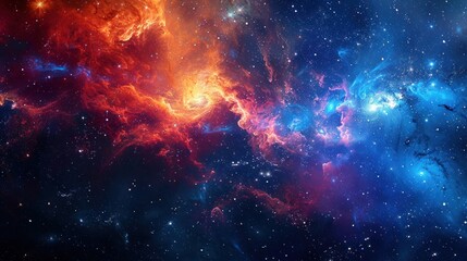 Fototapeta premium Cosmic background with red nebula and stars.Giant luminous nebula