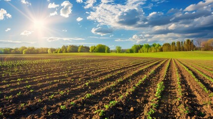 Field that can be cultivated during the spring season rural scenery extensive outlook