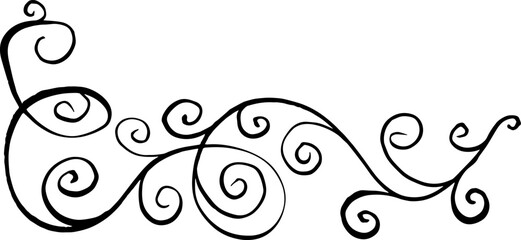 A branch with curls. Vector illustration. Decorative element.