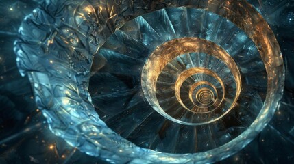 Obraz premium Electric Blue Fractal Art in Glass Water Circles