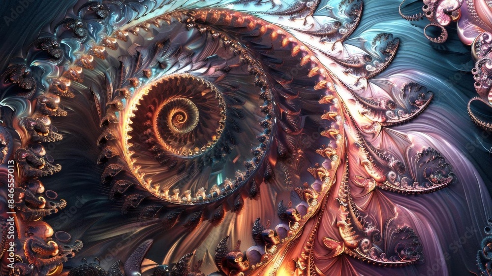 Poster symmetrical dark space with circular organism patterns