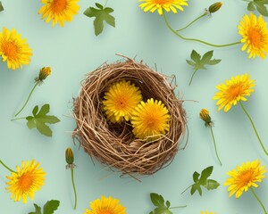 Avian habitat design showcasing intricate nest pattern inspired by delicate dandelions