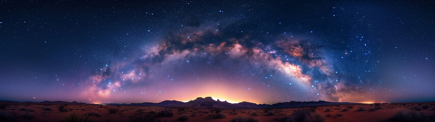 Fototapeta premium Milky way on a starry night, galaxy astrophotography on a desert