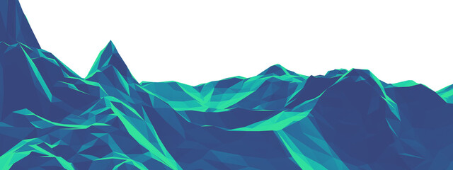Low poly stone mountain. Rock terrain.