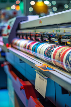 Professional large-format plotter, photocopier, or printer with color ribbons, ideal for high-quality printing services in an office or commercial setting
