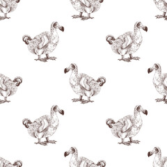 Seamless pattern with dodo extinct birds © Marina Gorskaya