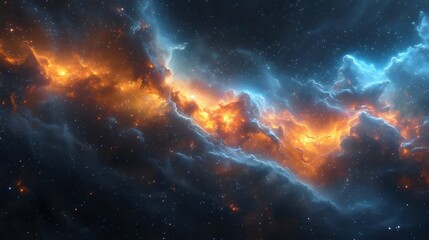 Fototapeta premium A beautiful and colorful galaxy with orange and blue clouds