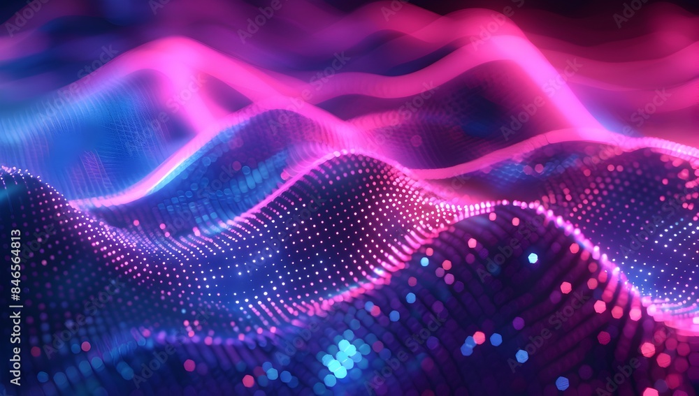 Poster abstract digital background with glowing lines and dots forming an intricate network, symbolizing te