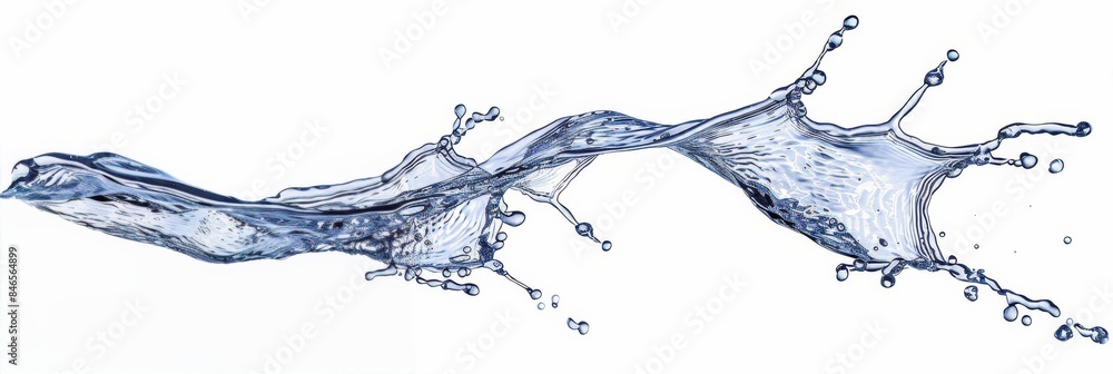 Poster dynamic water splash with clear blue liquid, capturing the essence of nature purity and refreshing e
