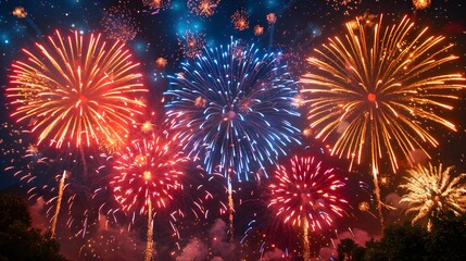 Animated fireworks to celebrate various important events with vibrant colors and dazzling displays ai image