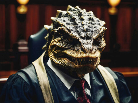Reptilian shapeshifter Supreme court, Corrupted dishonest judge in court room, lizard people