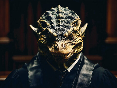 Reptilian shapeshifter Supreme court, Corrupted dishonest judge in court room, lizard people