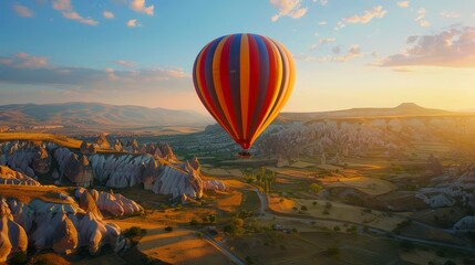 Obraz premium Hot air balloon in the sky. Background with selective focus and copy space