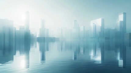 Fototapeta premium Minimalist Illustration of a Smart City Skyline, Urban Landscape on a Light Background, Ideal for Corporate and Business graphic, banner design, brochure, pattern design, web, background template