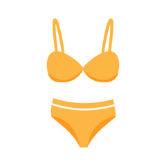 Bright yellow swimsuit for woman. Beachwear two pieces bathing suit for  woman