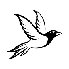 Obraz premium a drawing of a flying bird with a white background