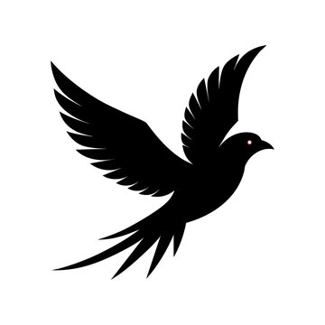 recommend clip art: Flying bird black silhouette without background