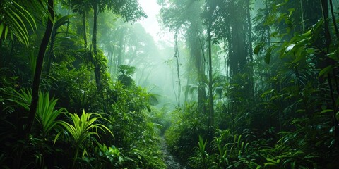 Obraz premium Signifies dense vegetation, diverse species, and humid climates