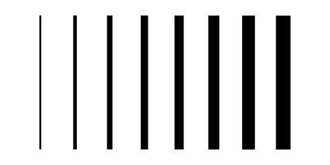 Line icons, Stripe icons. Abstract vertical black line From less to more. vector illustration concept.