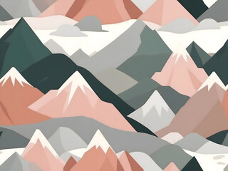 Seamless pattern of soft and dreamy pastel mountains
