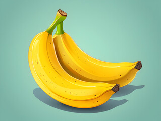 Illustration of ripe yellow bananas on pastel blue background 