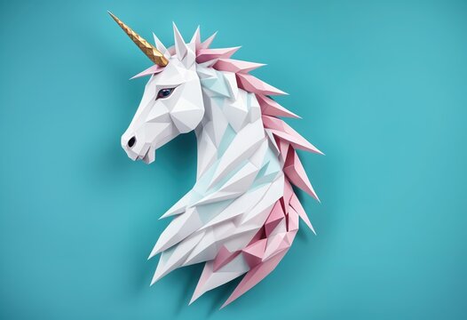 3d mythical unicorn with poly style