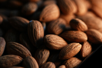 Raw almonds in the oven.