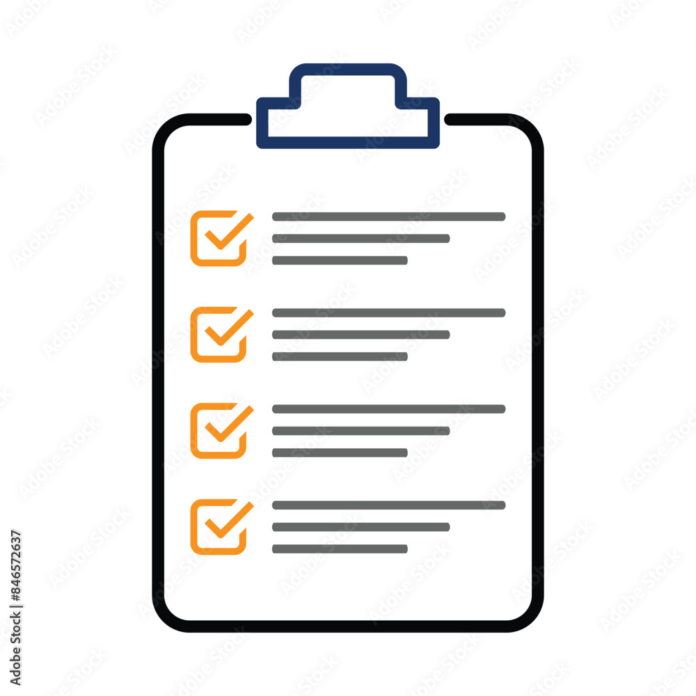Poster clipboard icon with checklist. clip board outline icon with checkbox form and survey checklist. vect