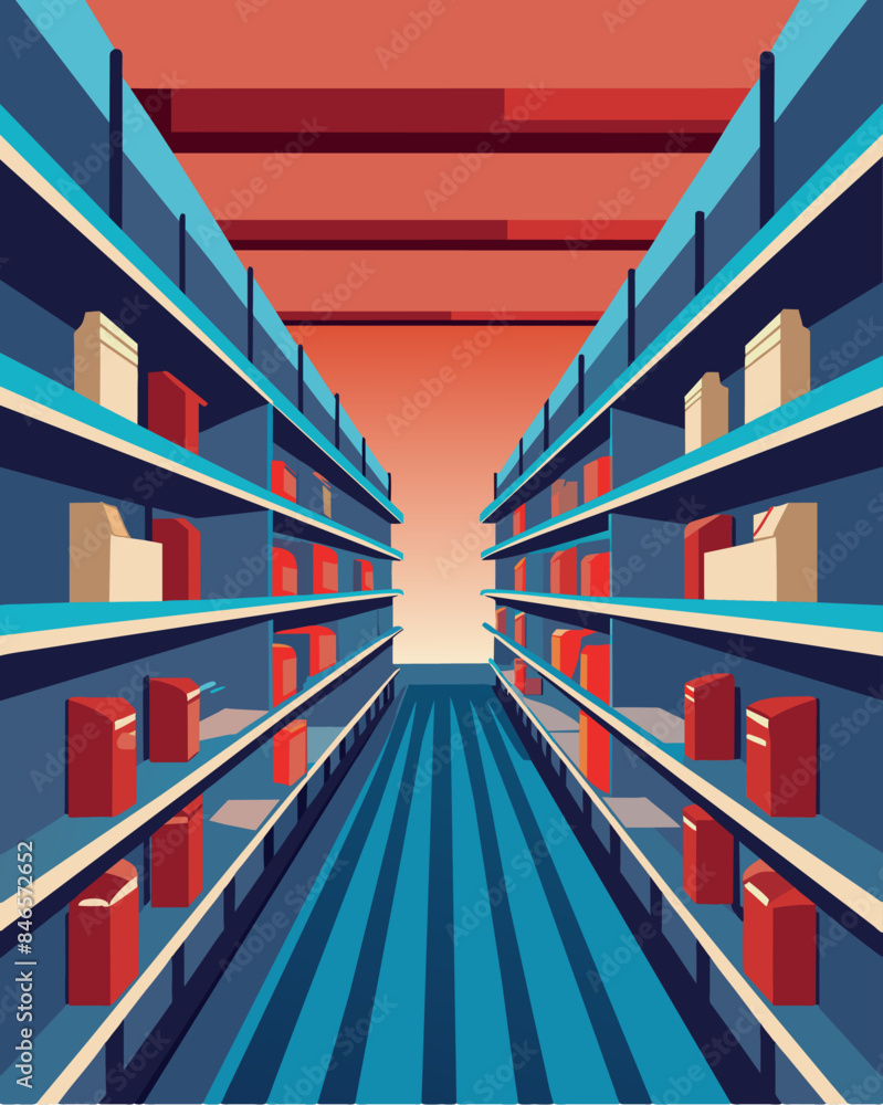 Poster rows of empty shelves in a retail store where recalled items were once displayed now left due to the