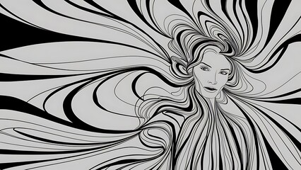 Abstract Woman Line Art Canvas Print