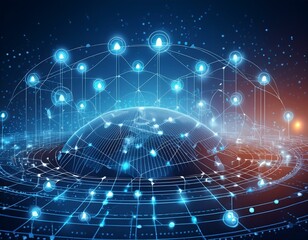 Obraz premium Network of global communication, digital content, social network service, streaming video.