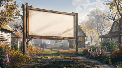 Rural Village Billboard | Billboard mockup | Landscape mockup