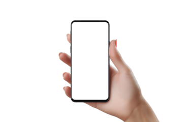 スマートフォンを持った女性の手、透過